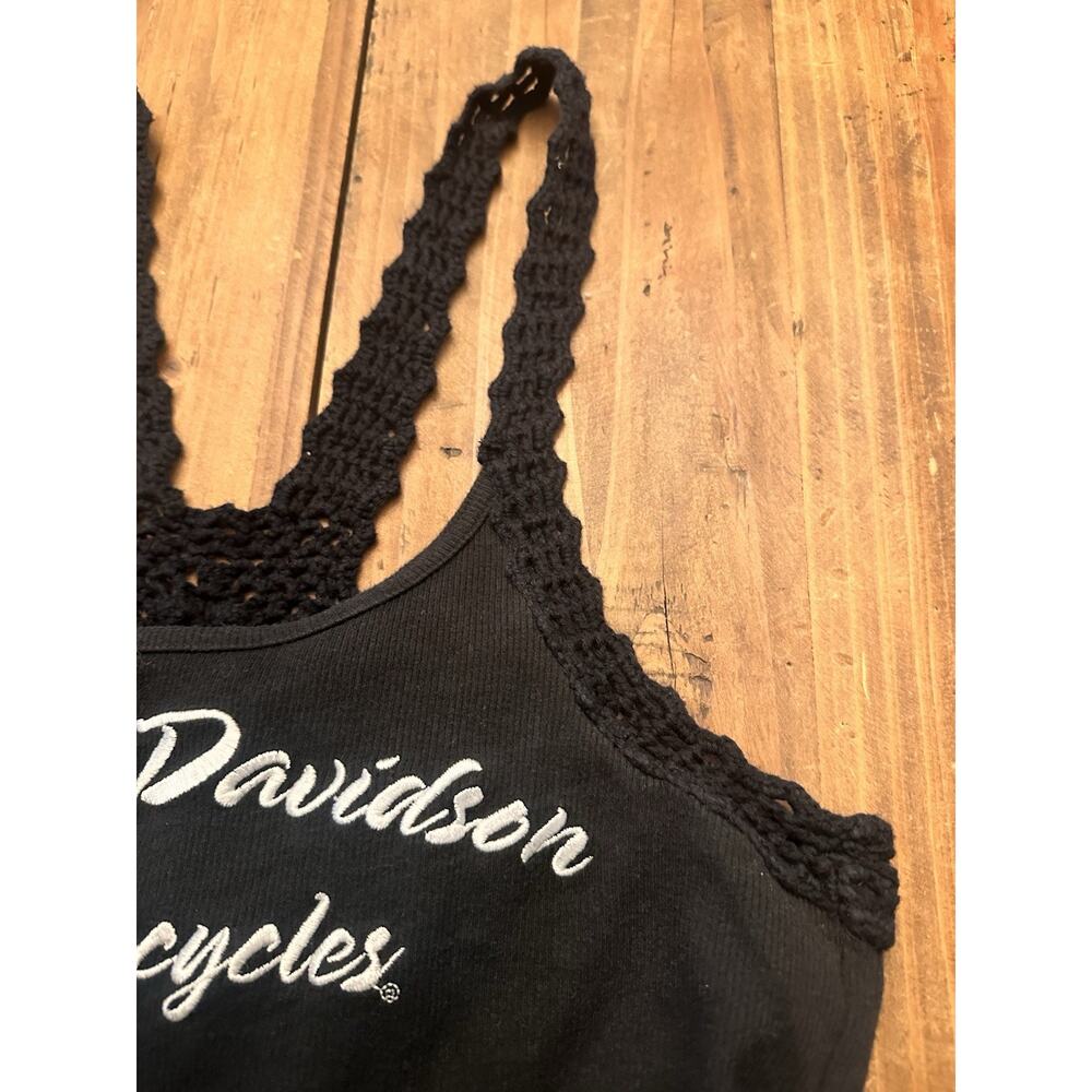 Harley Davidson Tank Top Shirt Size Large Crochet Stitched Motorcycle Women’s - Picture 4 of 13